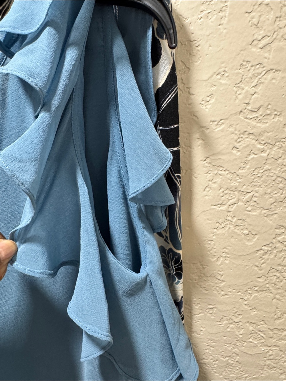 Light Blue Ruffle Sleeve V-Neck Blouse - Maxi Collection - Picture 5 of 7